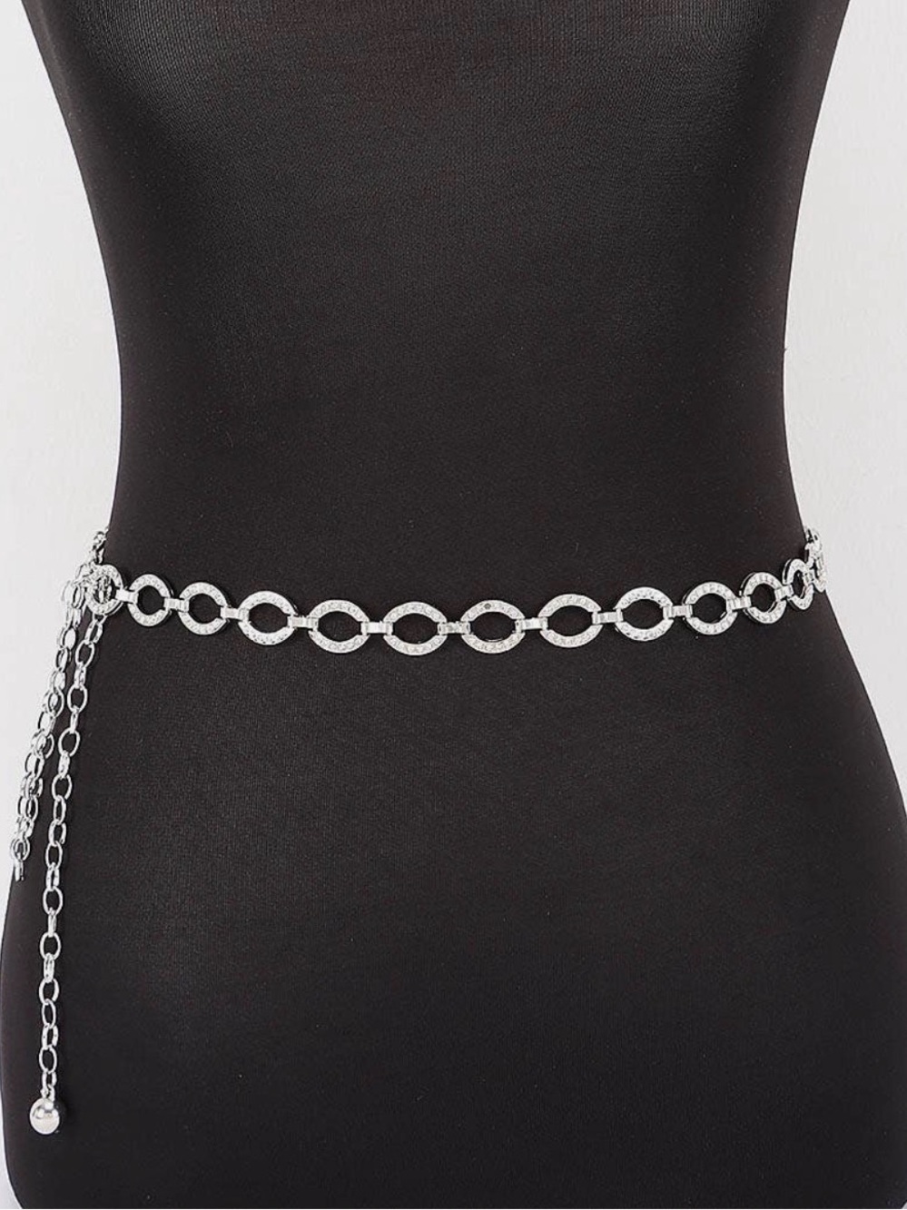 Silver Rhinestone Chain Belt - Picture 3 of 4